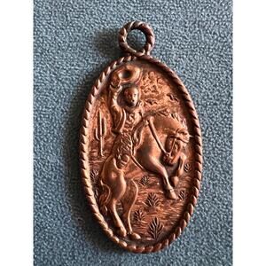 Vintage Solid Copper Cowboy Pendant – Rodeo  Rider American West Nostalgia Art